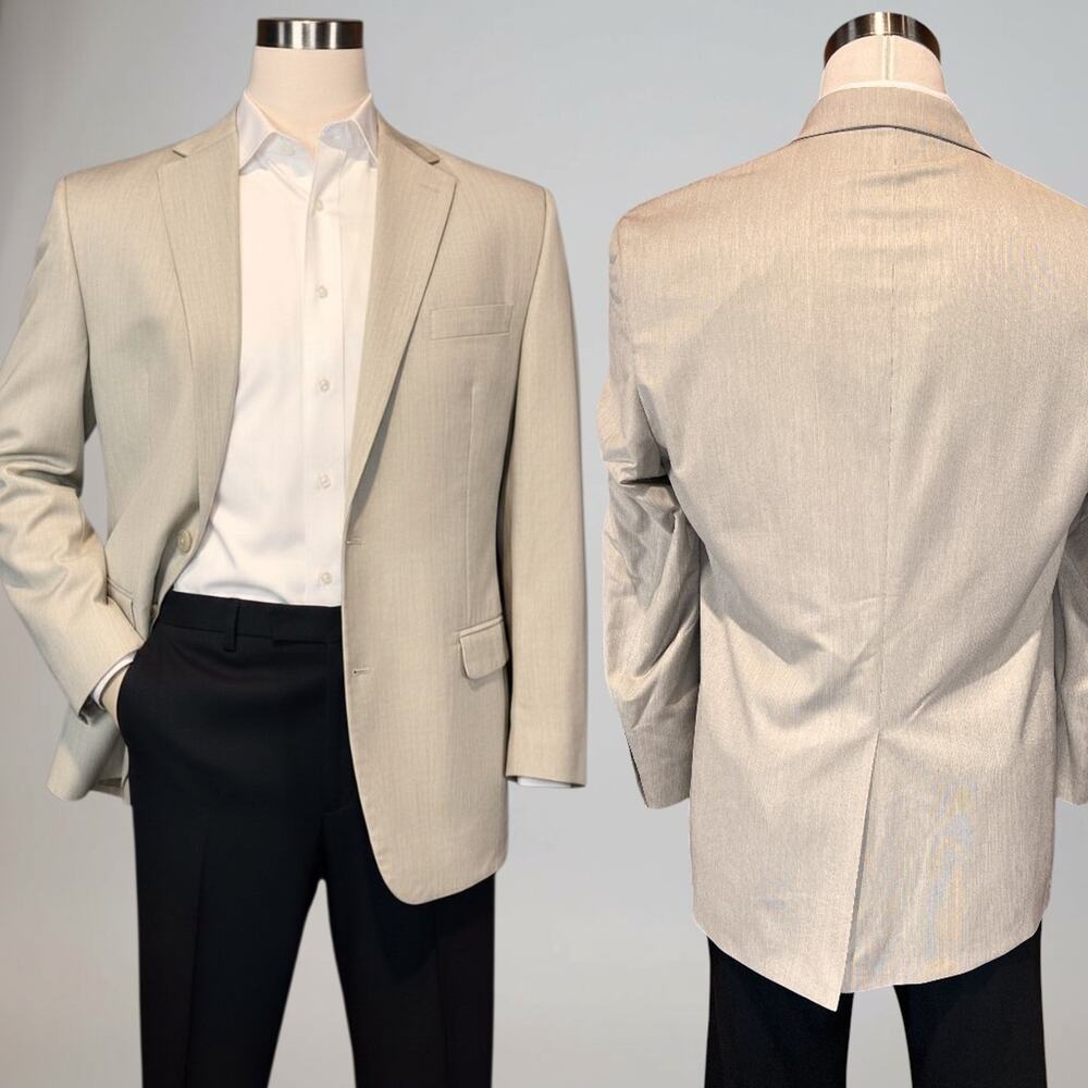 Chaps 44R Beige Light Tan Casual Blazer Sport Coat Jacket - Picture 2 of 15